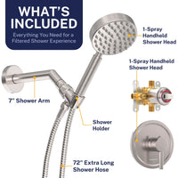 What's Included All Metal Handheld Shower Head Set - Complete Shower System with Valve and Trim Brushed Nickel / 2.5 GPM Brushed Nickel / 1.75 GPM - The Shower Head Store