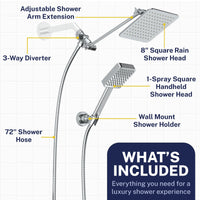 Inclusions Square Dual Shower Head Set Chrome / 2.5 - The Shower Head Store