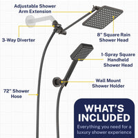 Inclusions Square Dual Shower Head Set Oil Rubbed Bronze  / 2.5 - The Shower Head Store