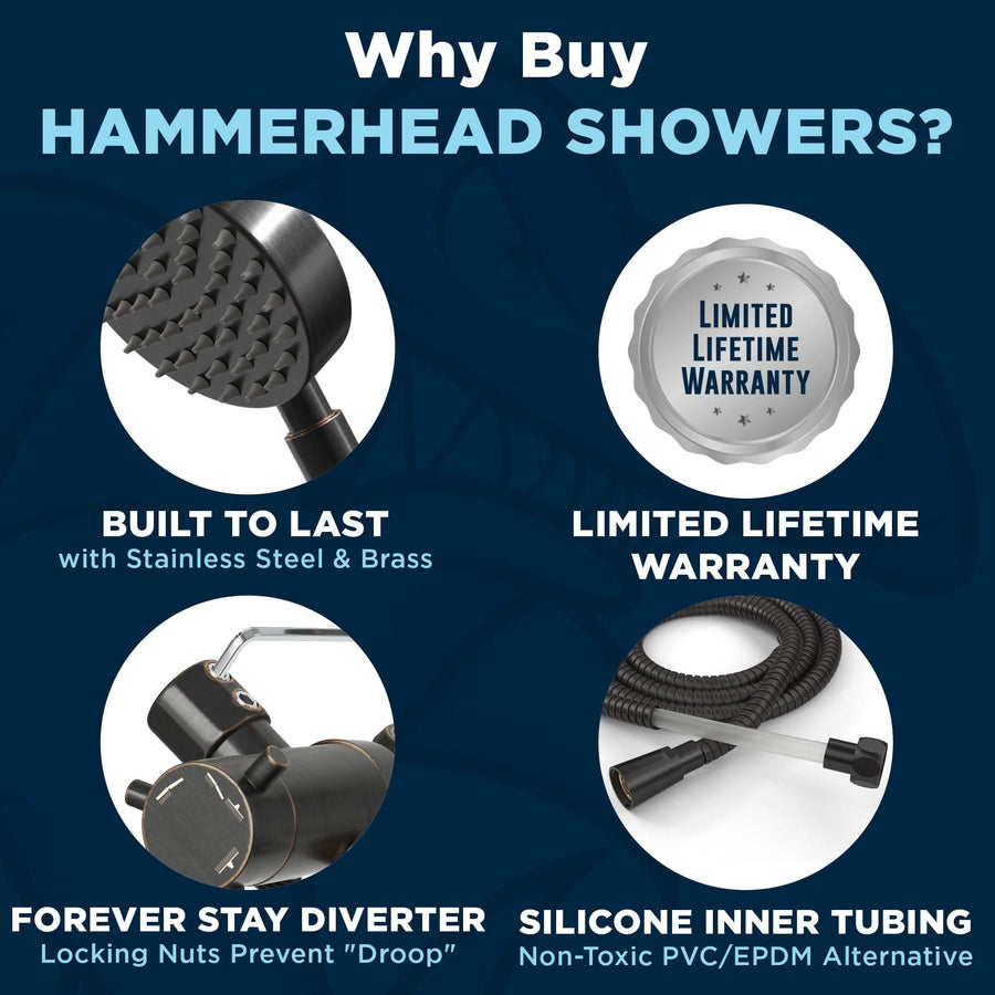 Why Buy HammerHead Showers Built To Last with Stainless Steel And Brass and Lifetime Warranty Oil Rubbed Bronze - The Shower Head Store