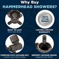 (Why Buy HammerHead Showers) 12 Inch Adjustable Shower Arm Extension Pipe Raise or Lower Shower Head Height Deepest Locking Gears On The Market 12 Inch / Oil Rubbed Bronze - The Shower Head Store