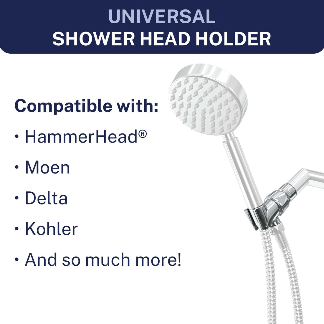 Compatibility HammerHead Showers All Metal Shower Head Holder Bracket Main Image Chrome - The Shower Head Store