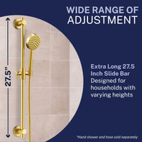 Wide Range of Adjustment Dual Shower Head with Slide Bar Set Brushed Gold / 2.5 GPM Brushed Gold / 1.75 GPM - The Shower Head Store