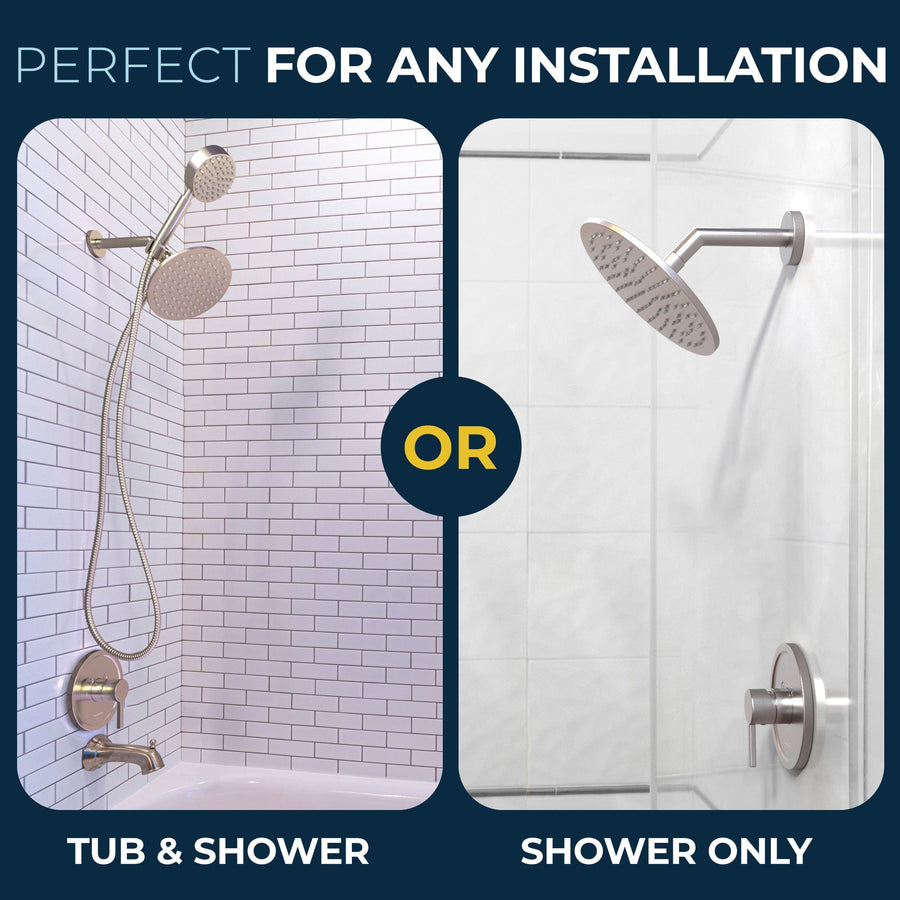 Works for Tub and Shower or Shower Only - All Metal 1-Handle Tub and Shower Valve with Trim Kit Brushed Gold - The Shower Head Store