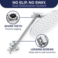 Locking Screws 12 Inch Adjustable Shower Arm Extension Pipe Raise or Lower Shower Head Height High Quality Metal Construction Chrome 12 Inch / Chrome - The Shower Head Store