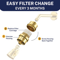 Easy Filter Change Shower Head Filter Polished Brass - The Shower Head Store