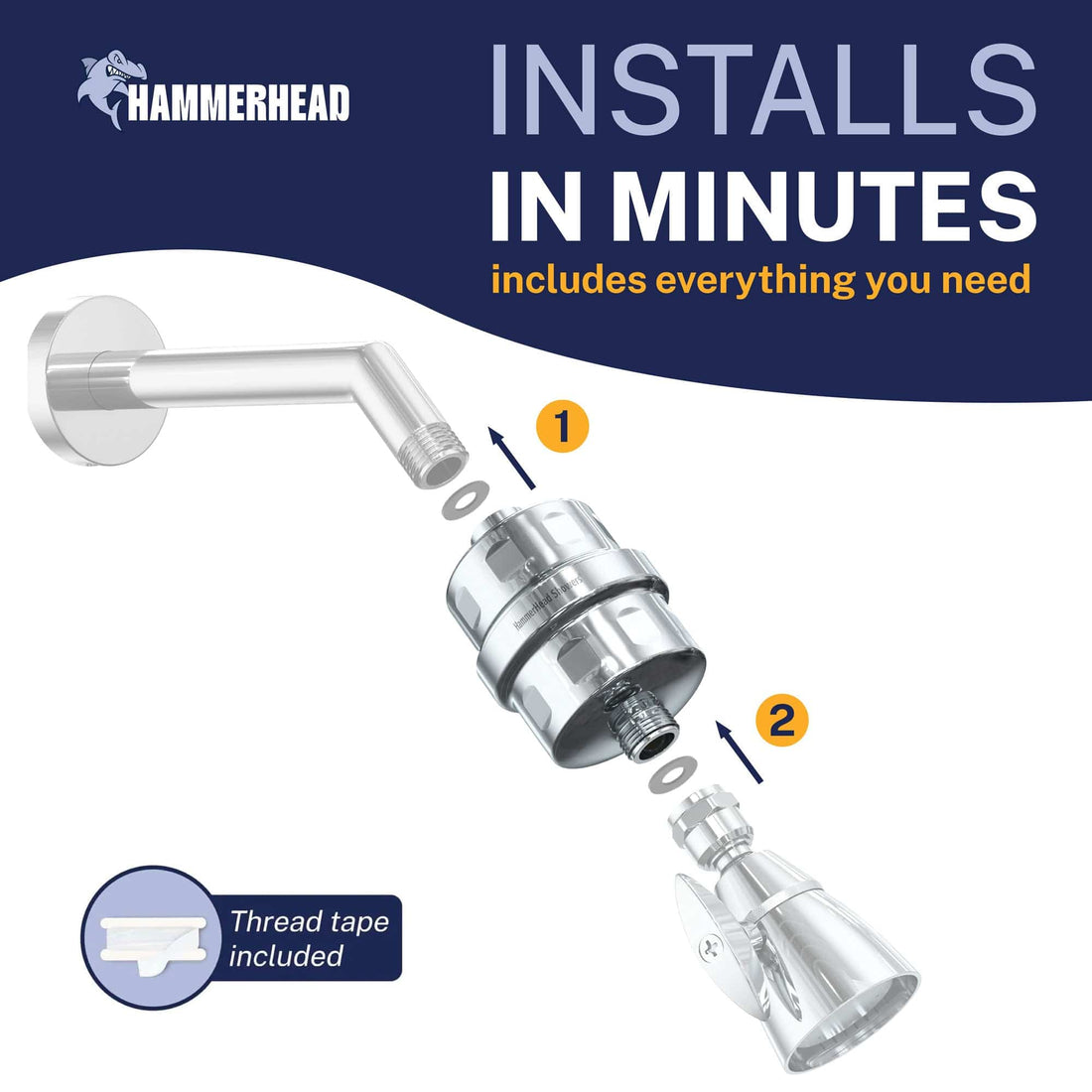 Easy Install Shower Head Fillter Chrome - The Shower Head Store