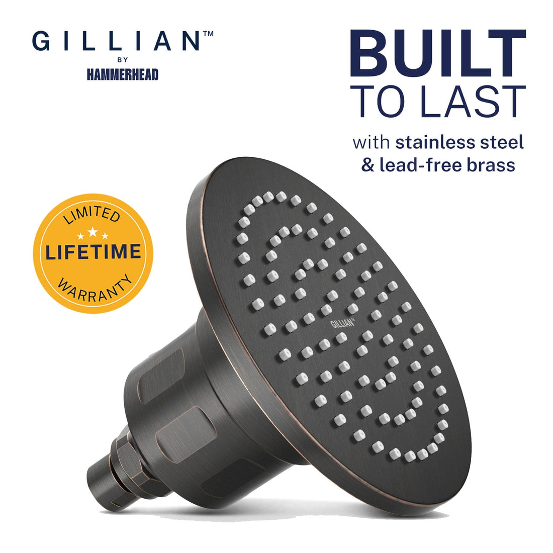 Built to Last Gillian — The METAL Filtered Shower Head Oil Rubbed Bronze / 2.5 GPM Oil Rubbed Bronze / 1.75 GPM - The Shower Head Store