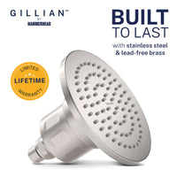 Built to Last Gillian — The METAL Filtered Shower Head Brushed Nickel / 2.5 GPM Brushed Nickel / 1.75 GPM - The Shower Head Store
