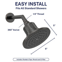 Easy Install Gillian — The METAL Filtered Shower Head Oil Rubbed Bronze / 2.5 GPM Oil Rubbed Bronze / 1.75 GPM - The Shower Head Store