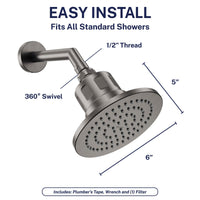 Easy Install Gillian — The METAL Filtered Shower Head HammerHead Gray / 2.5 GPM HammerHead Gray / 1.75 GPM - The Shower Head Store