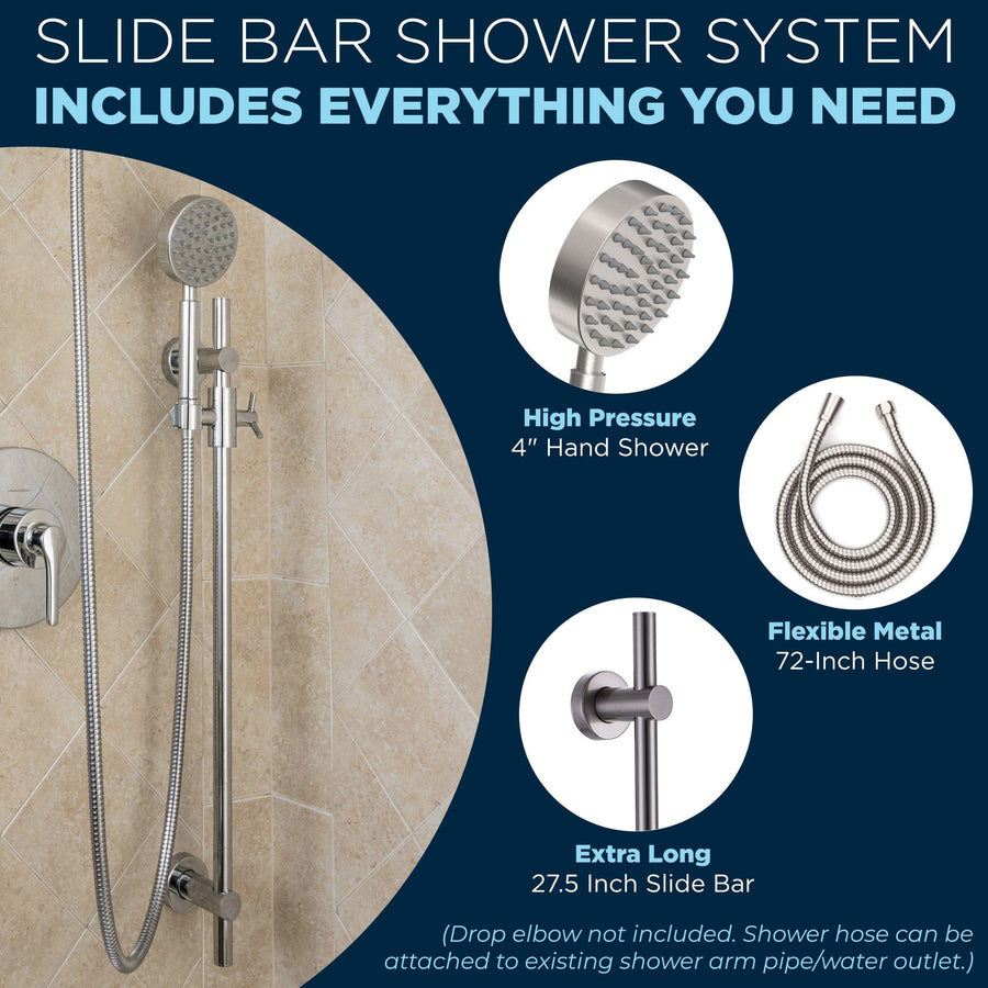 All Parts Included for Slide Bar and Handheld Shower Head with Hose All Metal by HammerHead Showers Brushed Nickel - The Shower Head Store