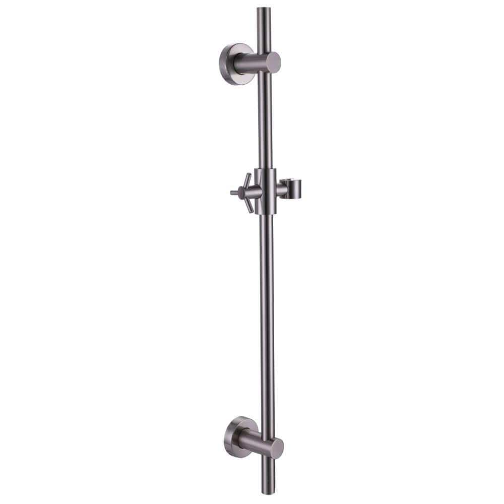 (Main Image) All Metal Shower Slide Bar for Hand Held Shower Heads, Brushed Nickel, Adjustable Height Rail - The Shower Head Store Brushed Nickel