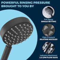 Powerful Rinsing Pressure of 4 Inch 1-Spray Handheld Shower Head by HammerHead Showers Left Matte Black - The Shower Head Store