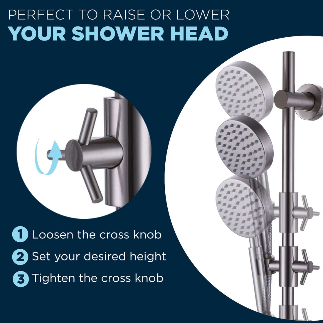 Raise or Lower Your Handheld Shower Head with Slide Bar Holder Mount Brushed Nickel — The Shower Head Store