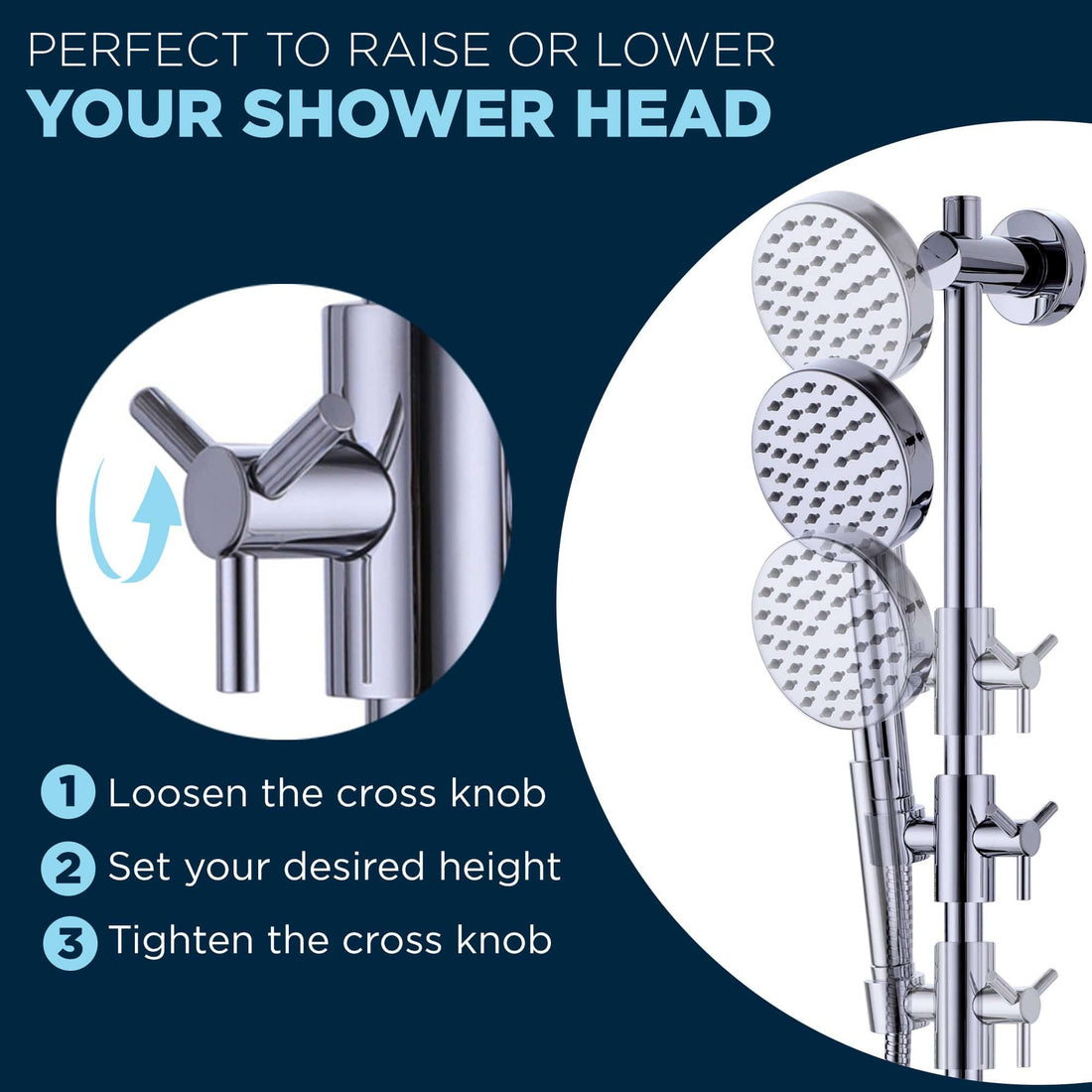 Raise or Lower Your Handheld Shower Head with Slide Bar Holder Mount Chrome — The Shower Head Store