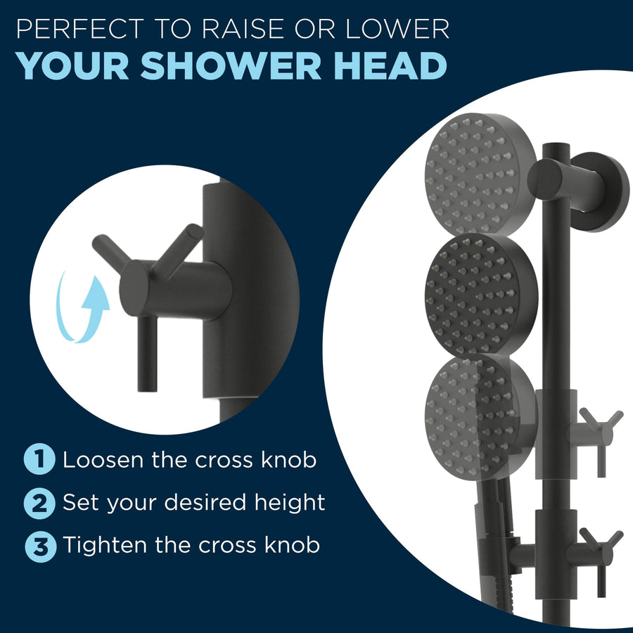 Raise or Lower Your Handheld Shower Head with Slide Bar Holder Mount Matte Black - The Shower Head Store