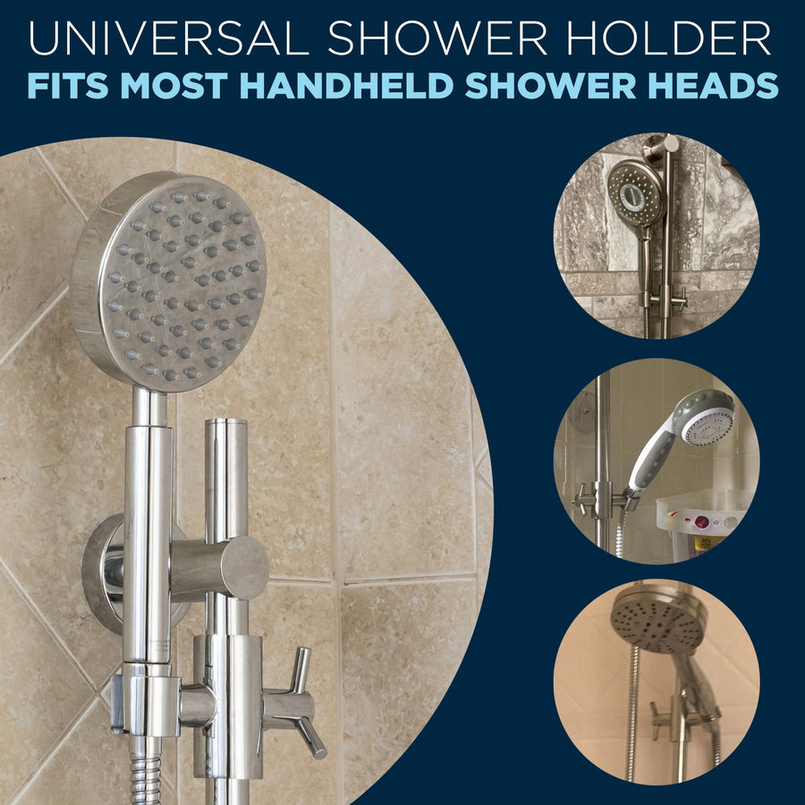 Universal Shower Holder Fits Most Handheld Shower Heads Slide Bar Brushed Nickel — The Shower Head Store
