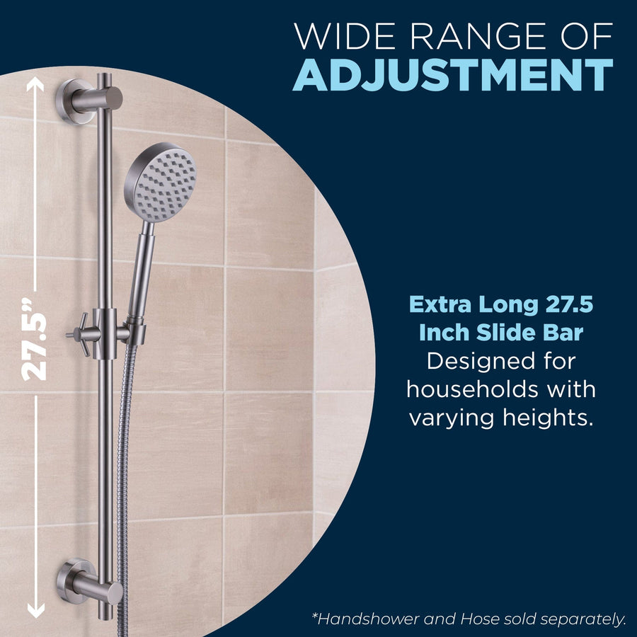 Wide Range of Adjustment 27.5 Inch Shower Head Slide Bar Brushed Nickel — The Shower Head Store