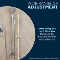 Wide Range of Adjustment 27.5 Inch Shower Head Slide Bar Chrome — The Shower Head Store